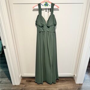 Azazie Lianne Eucalyptus sage green bridesmaids dress gown size 10 unaltered